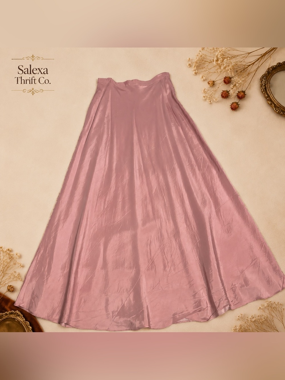 David's Bridal Satin Maxi Skirt in Dusty Rose - Picture 4 of 5